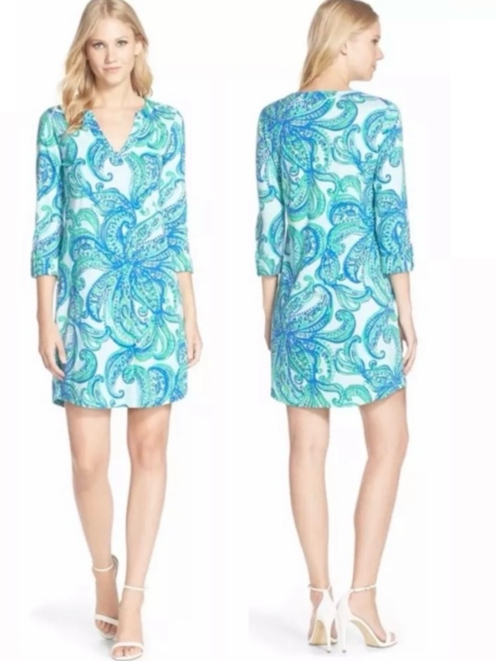 ✨ HP ✨ Lily Pulitzer Rossmore Aqua & Teal Paisley Tunic Dress Size S GREAT DEAL!